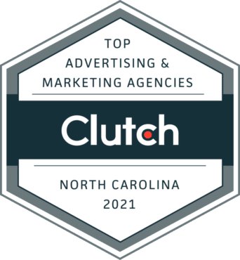 2021 Clutch award badge for top North Carolina advertising and marketing agencies.